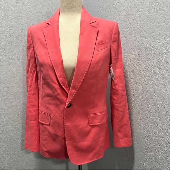 A.L.C. Size 0 Coral Donovan Linen Blend Blazer Jacket Preppy Heritage Old Money - Picture 3 of 14